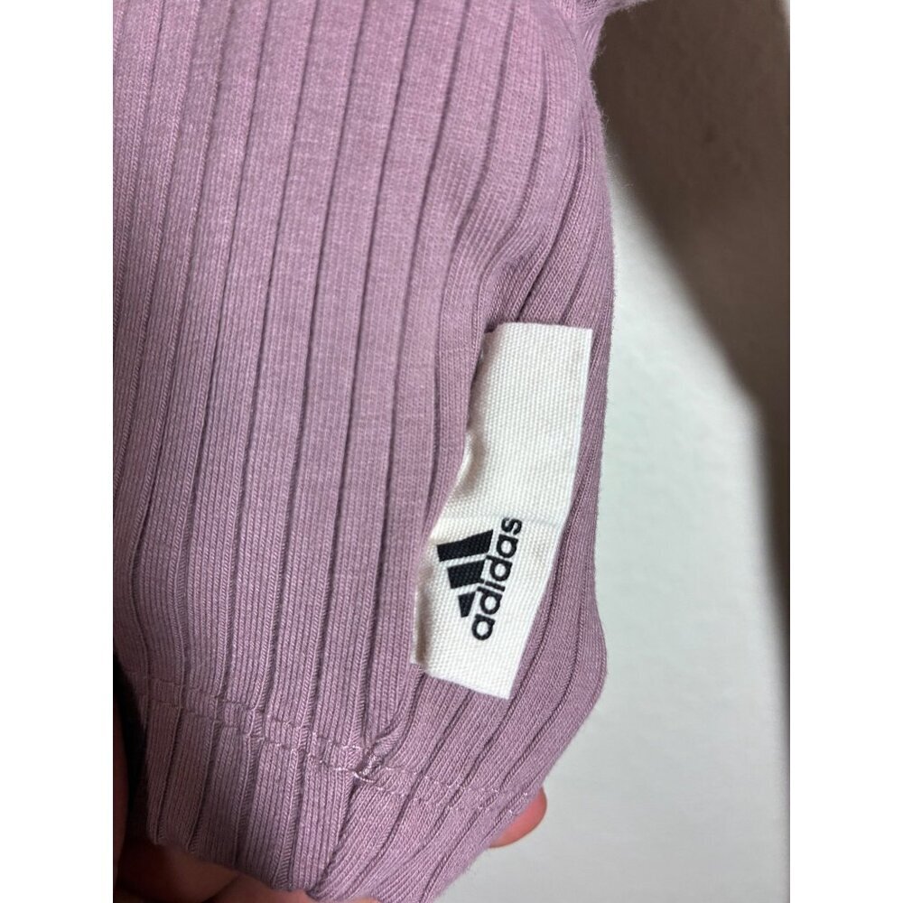 Adidas Knit Crop Top Athletic Casual Gym Yoga Workout Mauve Size Small BC9 - Picture 4 of 5